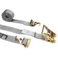 Us Cargo Control 2" x 16' Gray Ratchet Strap w/ 2" F Track Hooks & Spring E-Fittings 5316SEFFNH-GRY